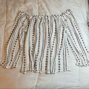 White and Black off the shoulder Blouse